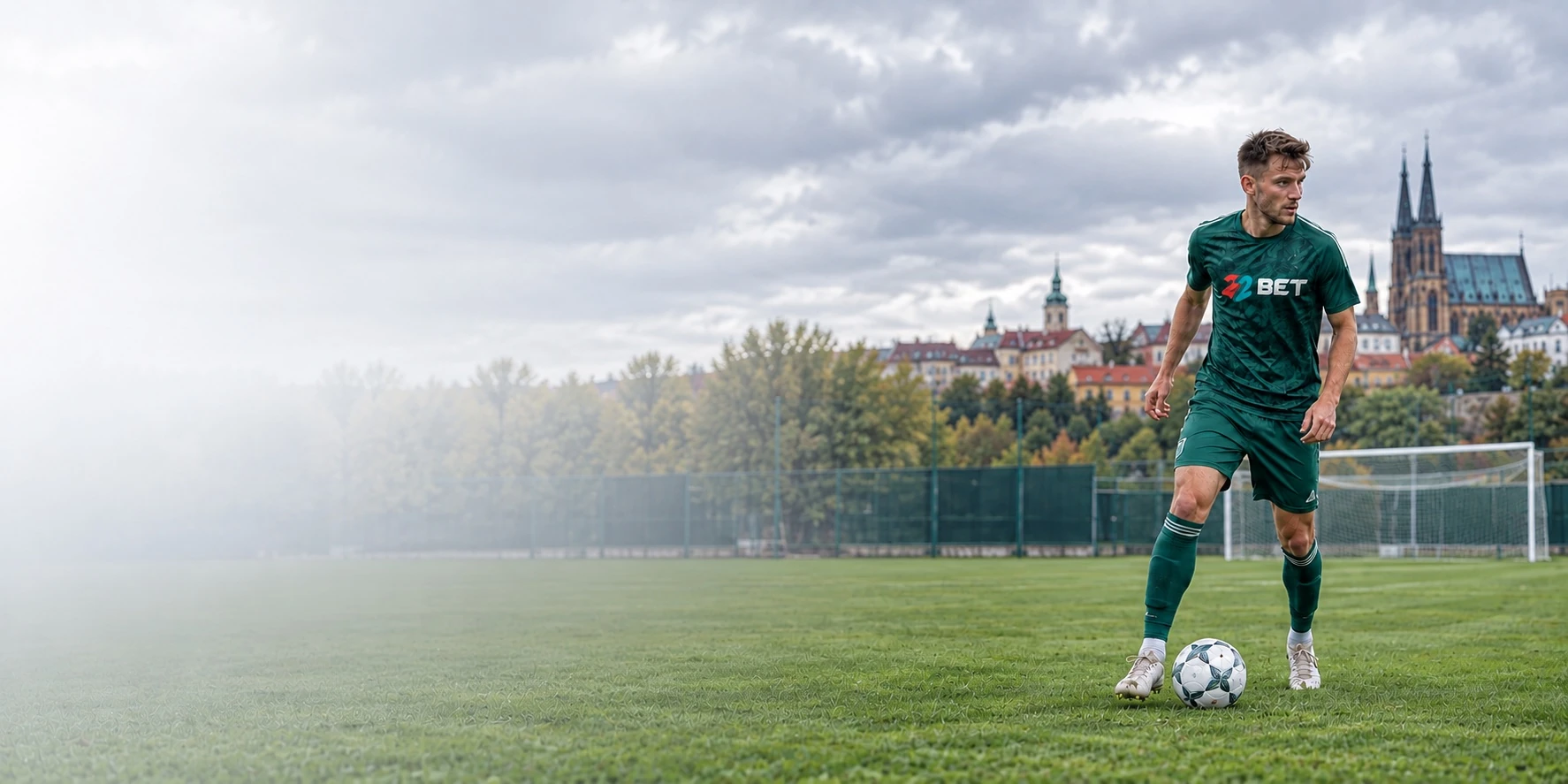 Fotbalista na tréninkovém hřišti v Olomouci